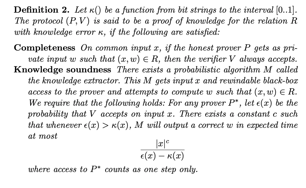 Definition of knowledge soundness from Damgård&rsquo;s lecture notes on Sigma protocols.